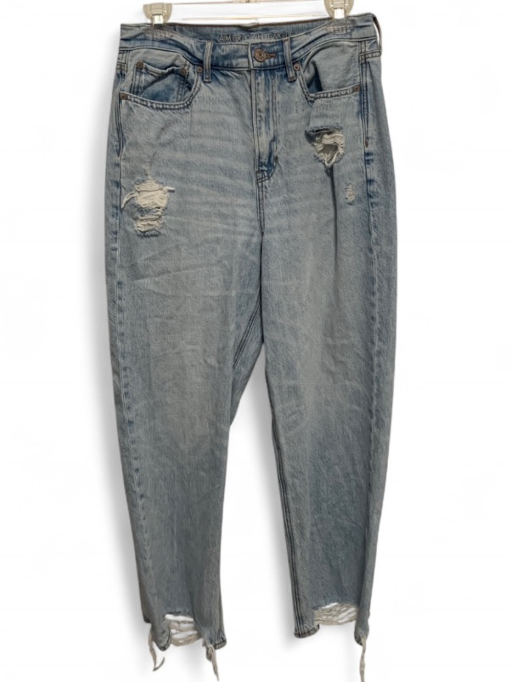 American Eagle Highest Rise 90s Boyfriend Light Blue Distressed Jeans